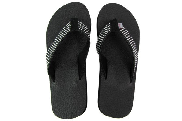 Amor Black Rhinestone Yoga Mat Flip Flops Top View