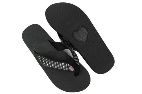 Amor Black Rhinestone Yoga Mat Flip Flops Total View